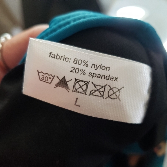 Rad Swim Women's Large T-Back Tankini Swimsuit Top Blue Metallic Gold Marble - Picture 2 of 5